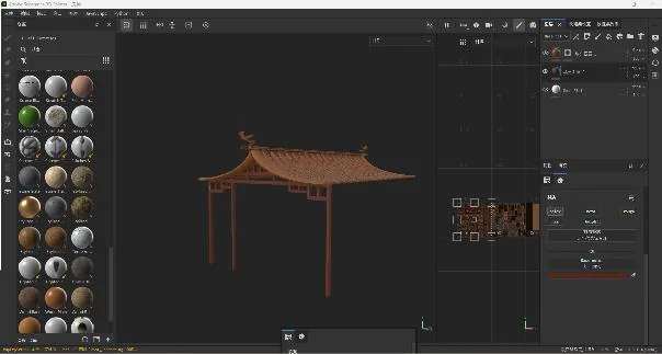 为屋顶与立柱制作材质，表现颜色与表面质感。